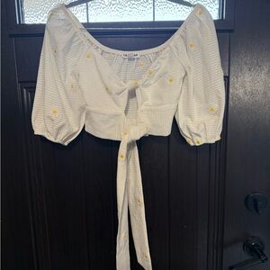 Lily Star White and Yellow Floral Blouse